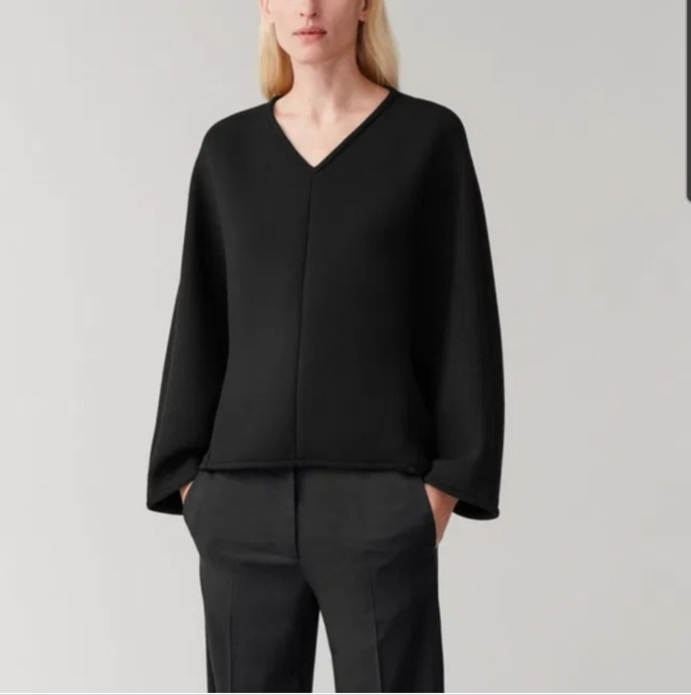 Cos Womens |S| Black Batwing Scuba Vneck Sweater